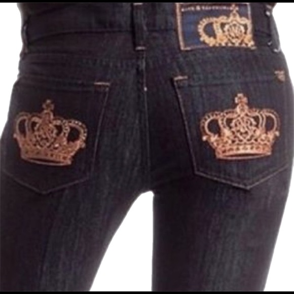 NWT Rock & Republic Victoria Beckham Gold Crown Straightleg Jeans Sz 29 (owner) - Picture 1 of 15